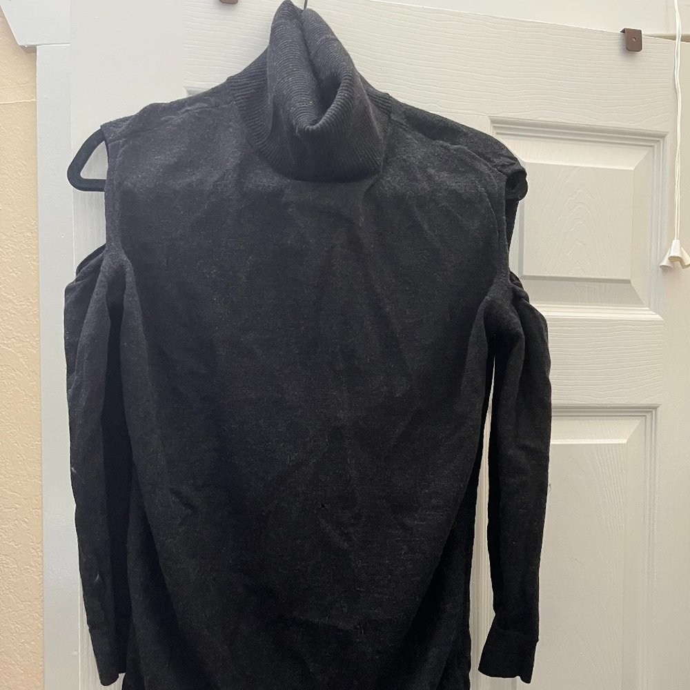 Allsaints Merino Wool Cold Shoulder Turtleneck Sweater